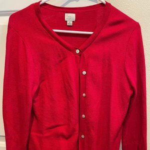 Women's Bright Red Button Close Cardigan